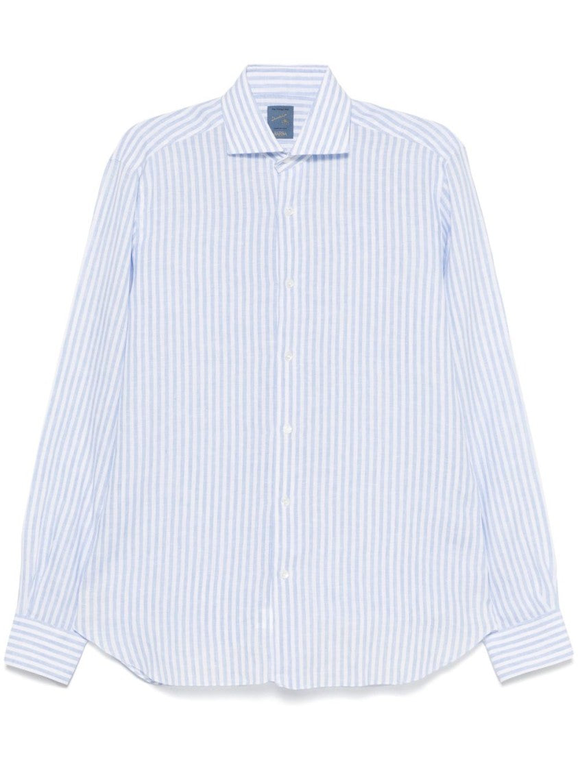 Barba Sky Blue And White Striped Barba Shirt