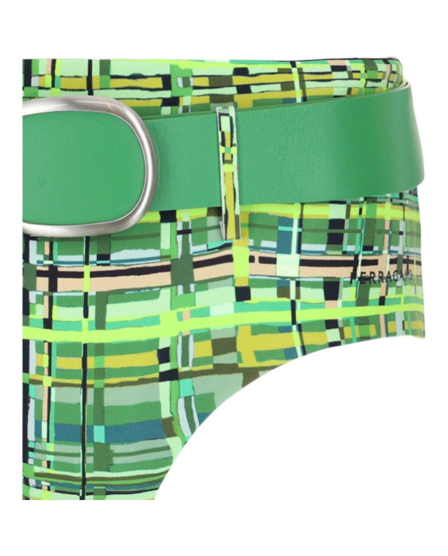 Ferragamo Checkered Belted Swim Bottoms