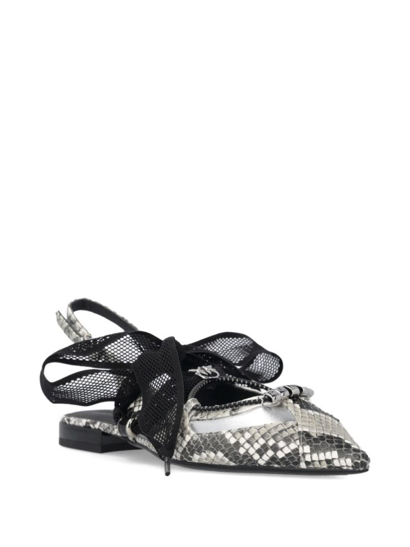 Pinko Pointed-Toe Slingback Sandals With Snakeskin Pattern