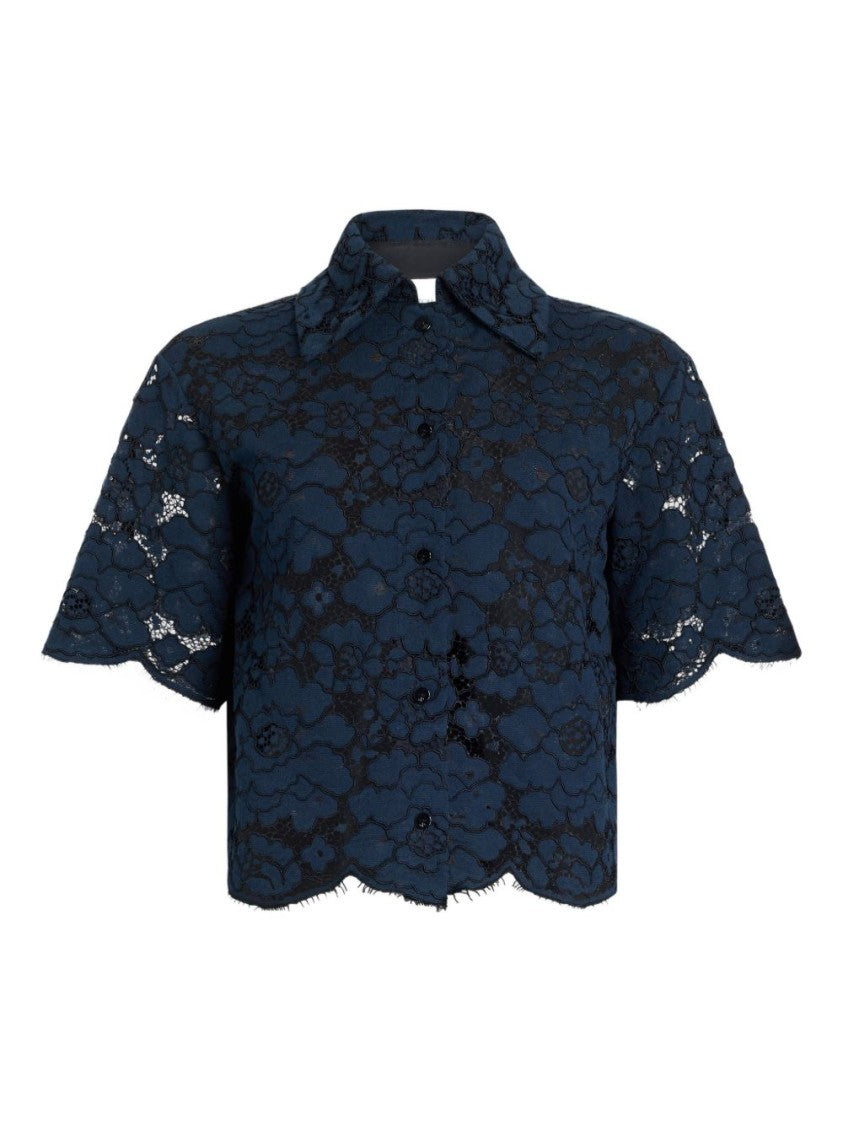Patou Cropped Lace Shirt With Floral Patterns