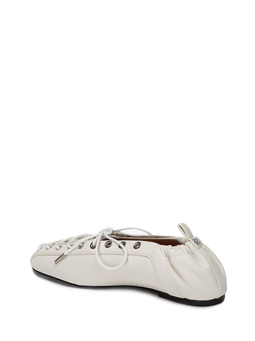 Ganni Eyelets Lace Up Ballerina