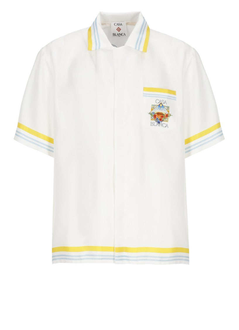 Casablanca White Tennis Landscape Silk Shirt