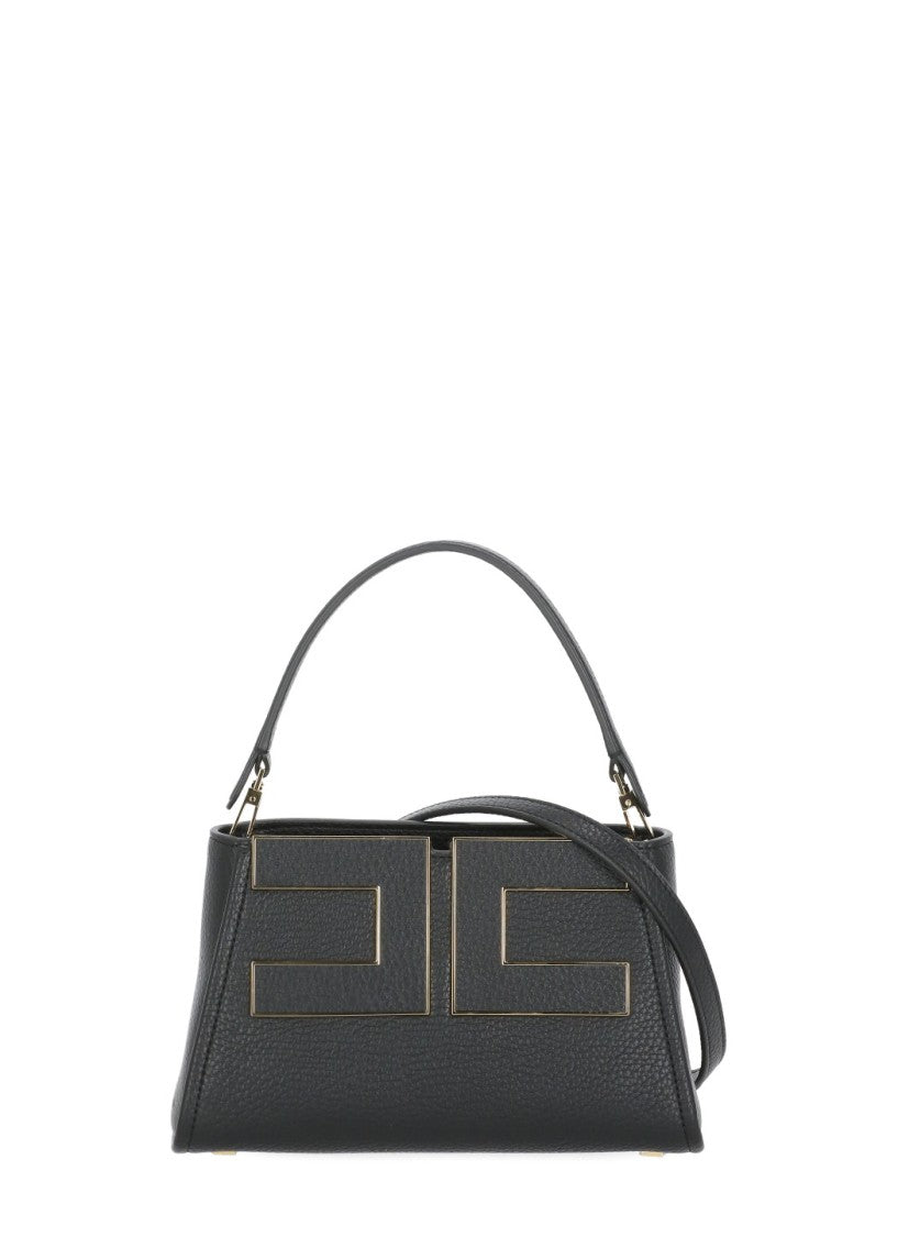Elisabetta Franchi Textured Leather-Effect Handbag With Geometric Logo