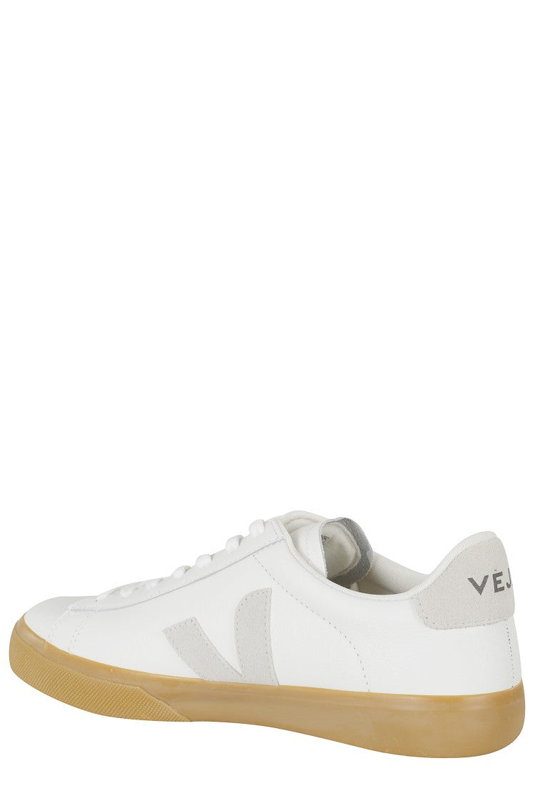 Veja White Field Gold Side Logo Leather Sneakers