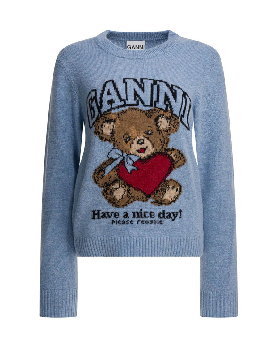 Ganni Crew Neck Sweater With Long Sleeves