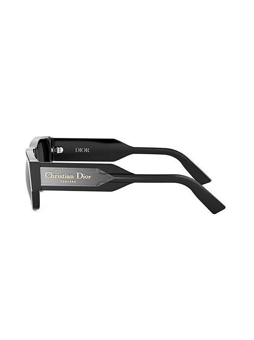 Dior Rectangular Black Sunglasses With Elegant Metallic Plaque