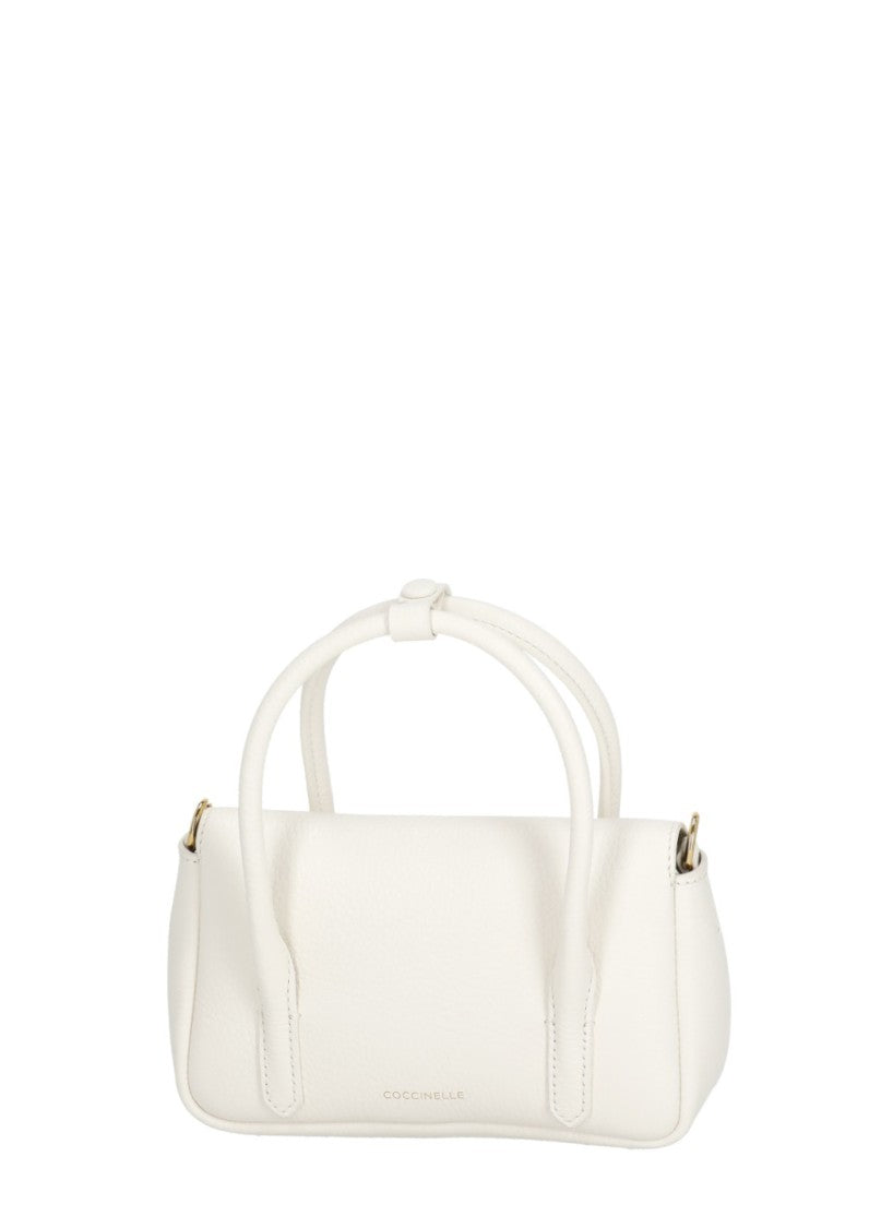 Coccinelle Ivory Leather C-Me Lock Mini Bag With Gold-Tone Accents