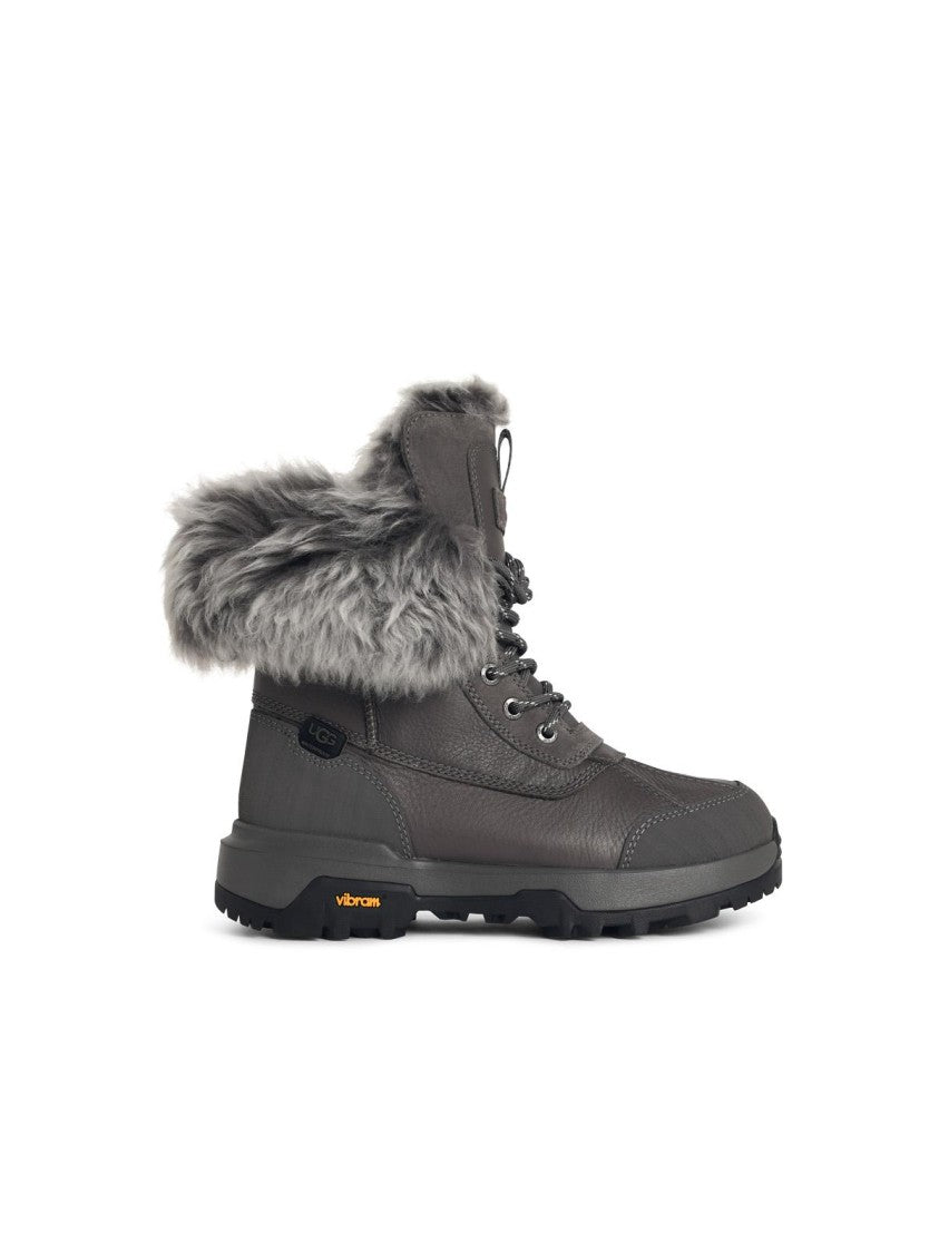 Ugg Charcoal Leather Boots With Sheepskin Lining