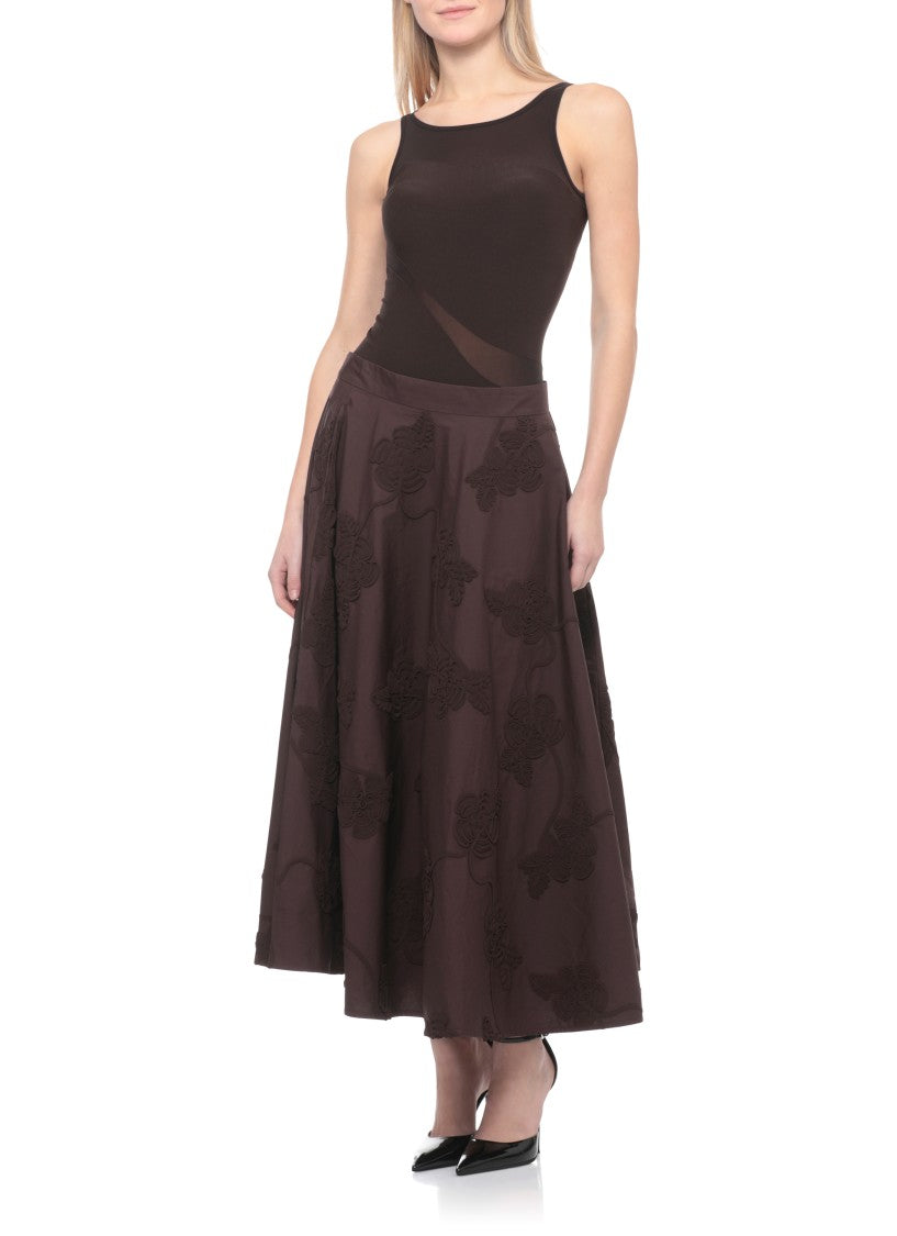 Rotate Flared Floral Maxi Skirt With Side Zip Fastening