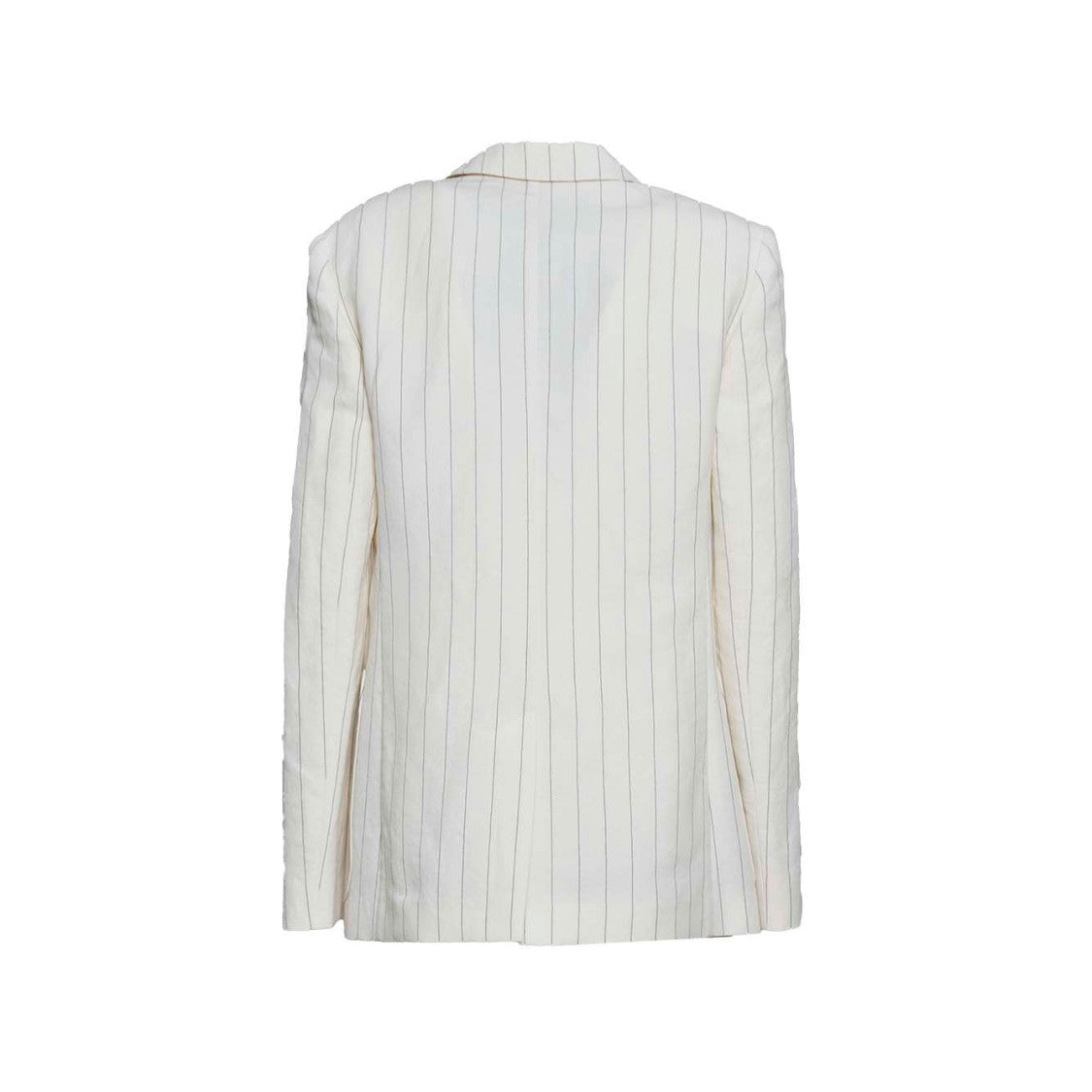 Max Mara Micron Single-Breasted Jacket In White Pinstriped Canvas