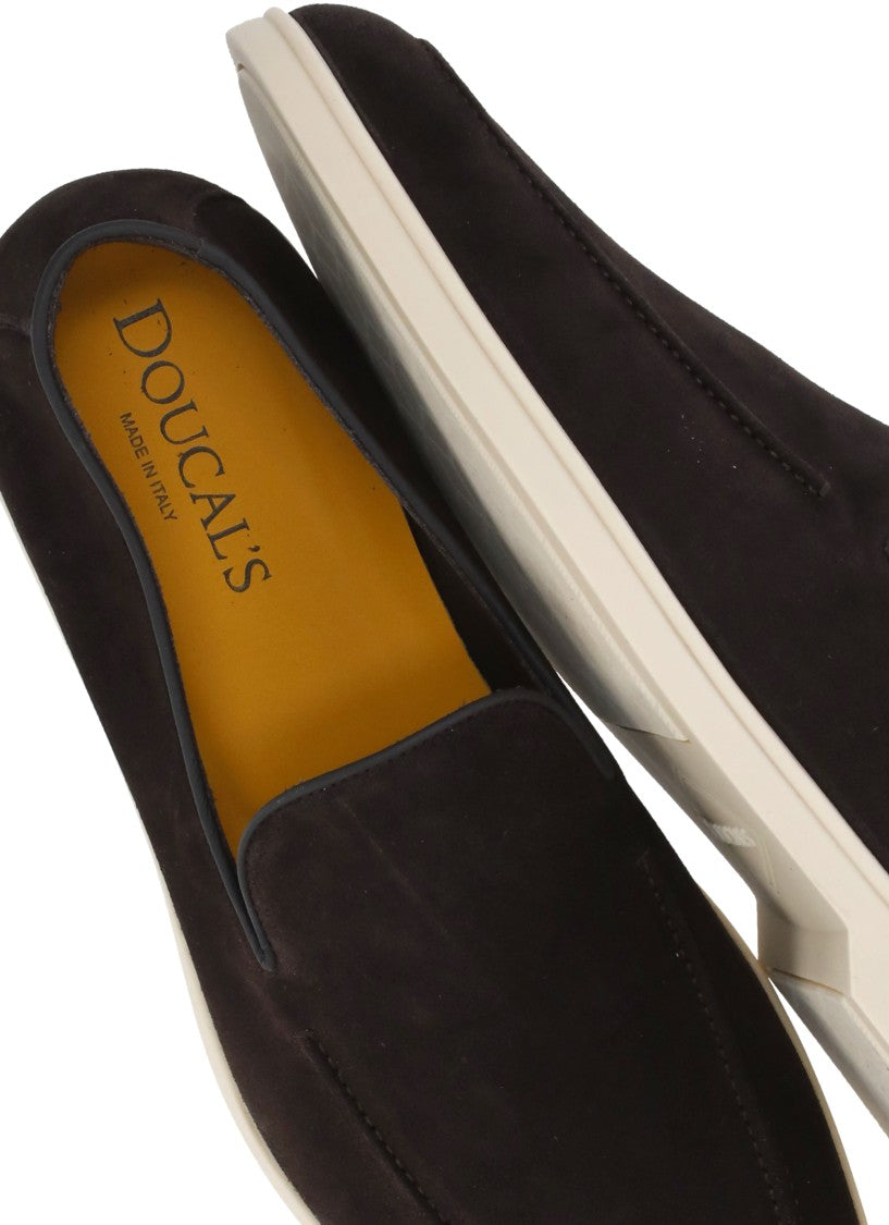 Doucal's Brown Suede Leather Loafers