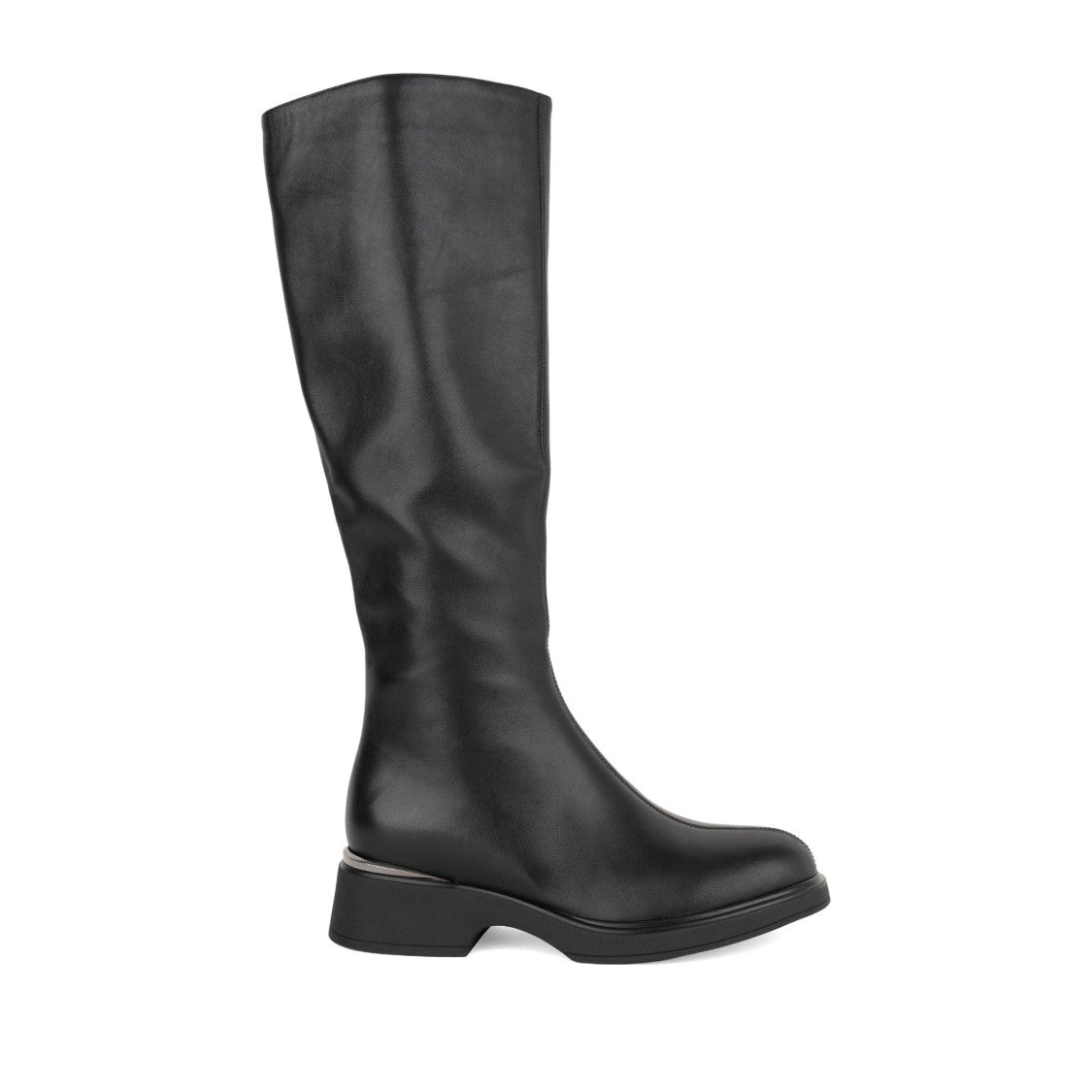 Linda Baumann Black Leather Tall Side Zip Boots