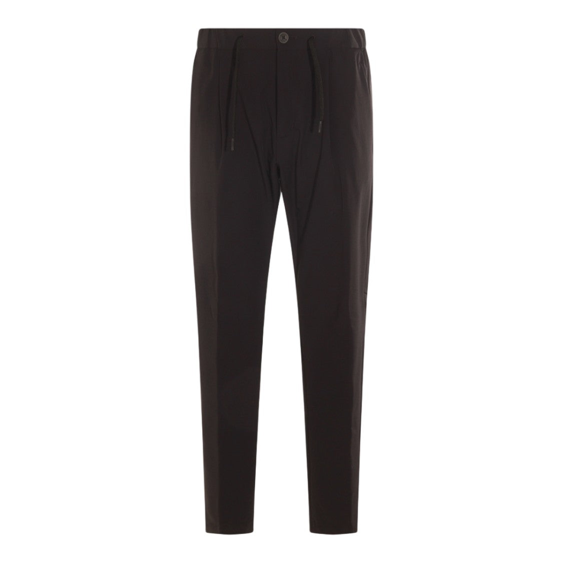 Herno Tapered Black Trousers With Drawstring Waist