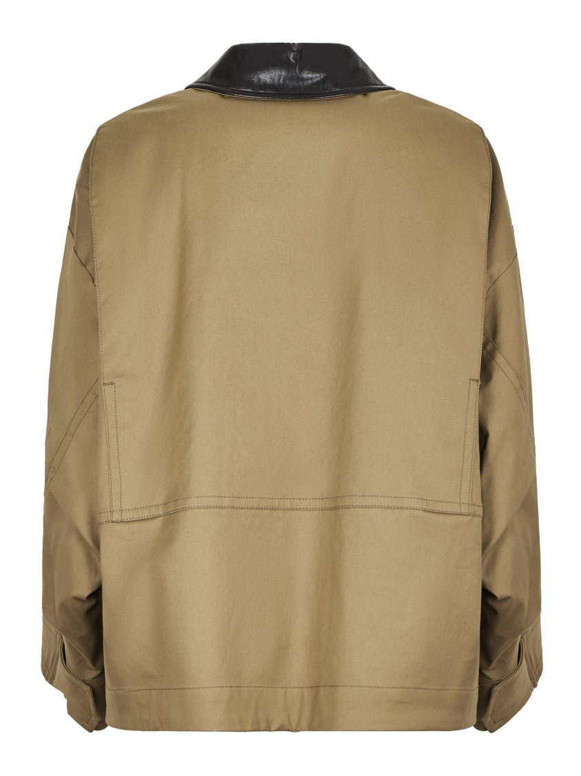 Max Mara Relaxed Fit Jacket With Contrasting Leather Neckline
