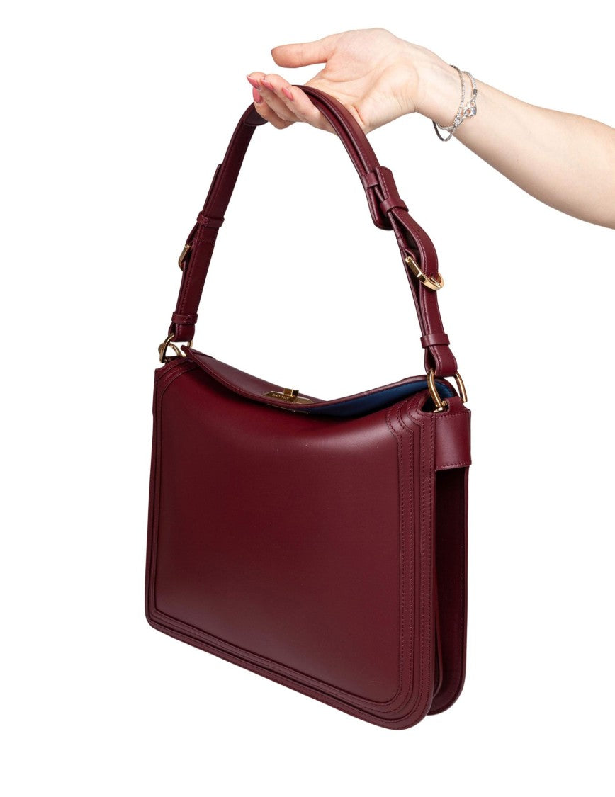 Lanvin Compagnon Shoulder Bag In Burgundy Leather