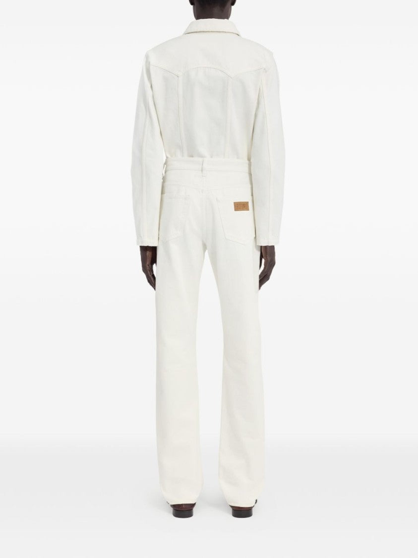 Mm6 By Maison Margiela White Back Stitch Cotton Jeans