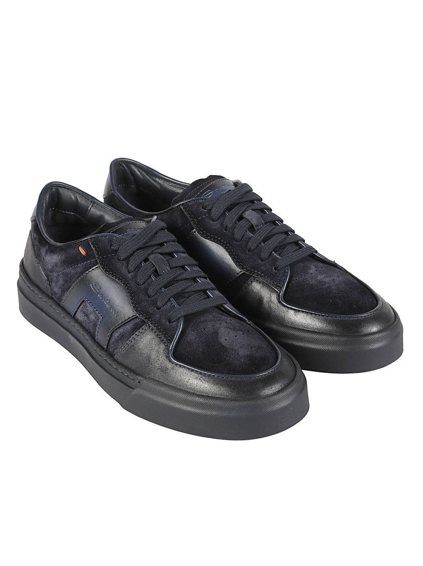 Santoni Dbs Sport Black Low-Top Calfskin Sneakers