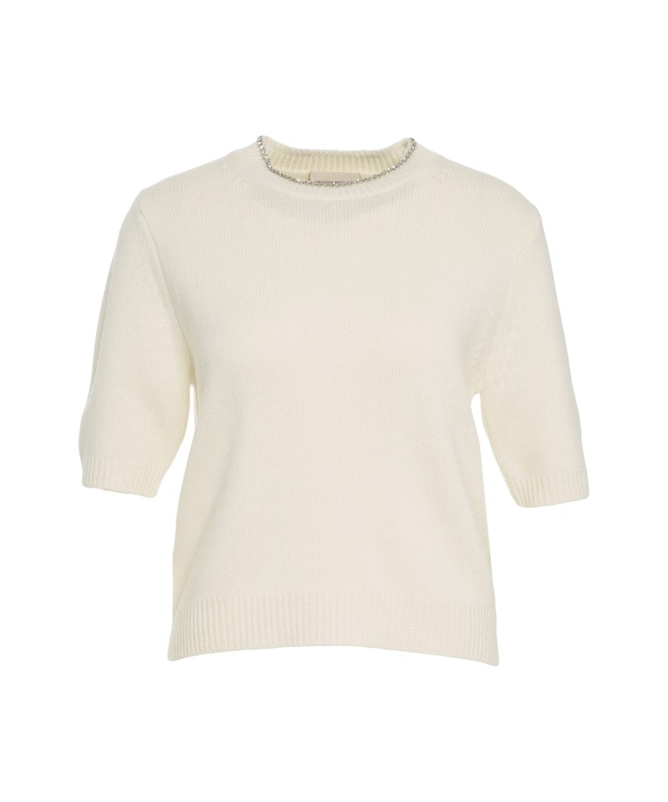 Semi Couture Knit T-Shirt With Rhinestone Application