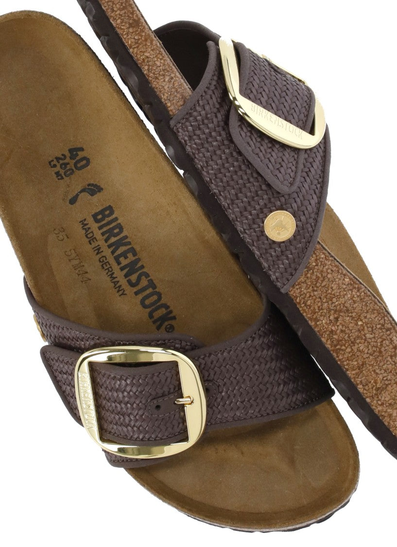 Birkenstock Brown Madrid Big Buckle Raffia Sandals
