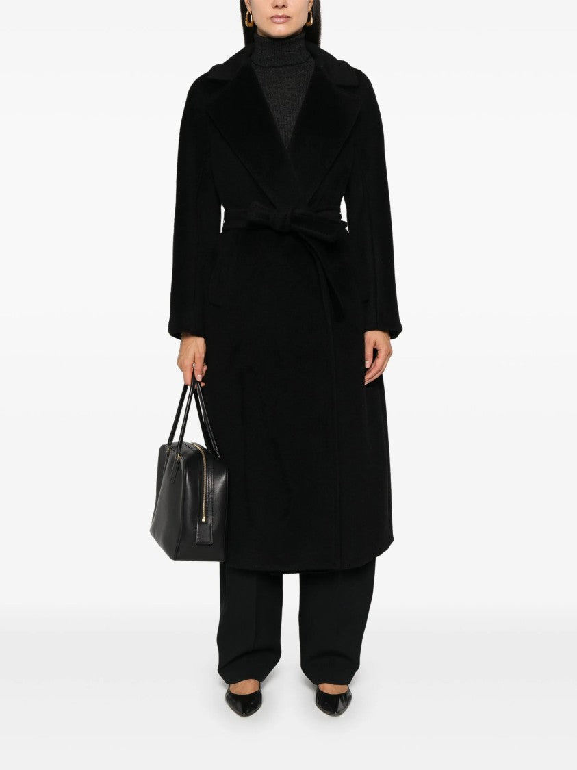 Max Mara Belted Black Wool-Blend Long Coat