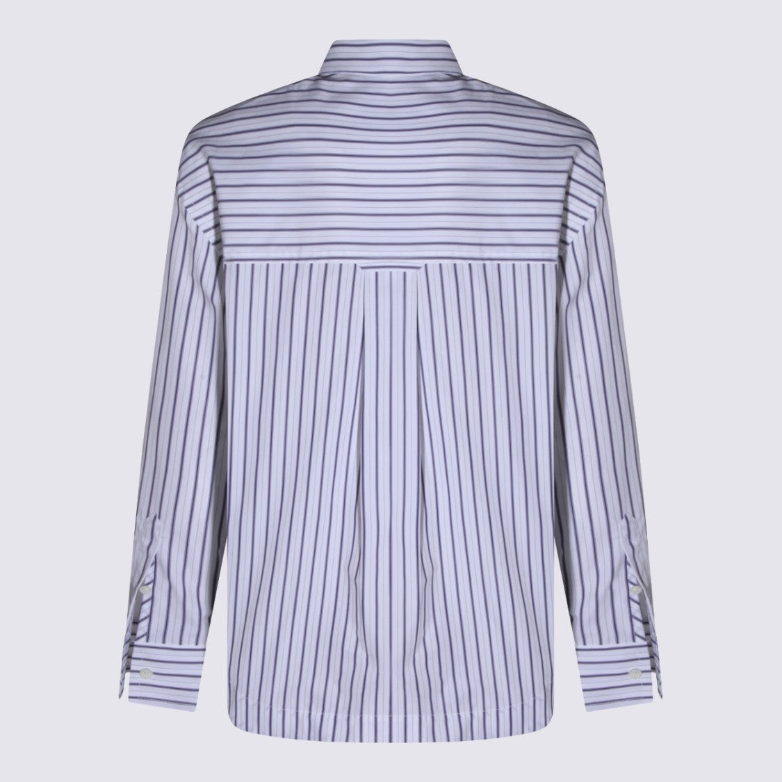 Ami Paris White And Blue Striped Cotton Shirt