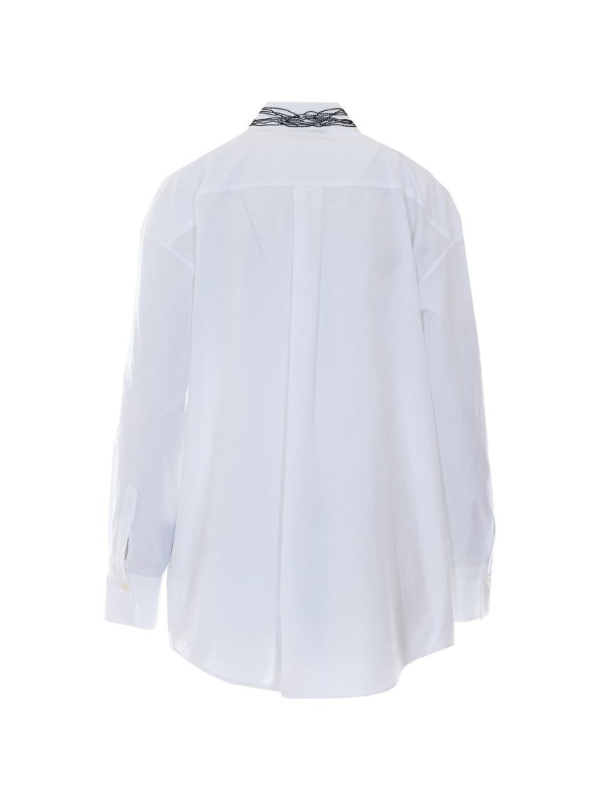 Fabiana Filippi Black Embroidered Classic Button-Down Cotton Shirt