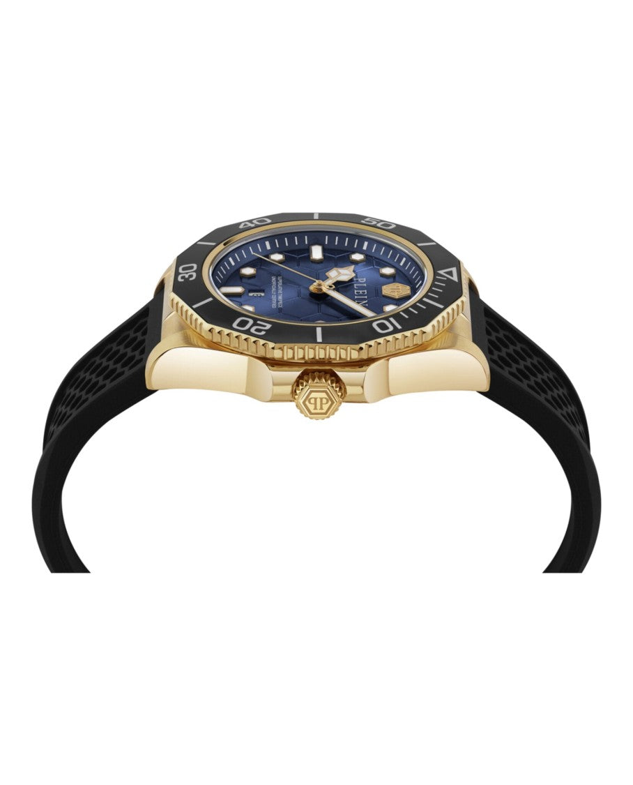 Philipp Plein Aquastorm Bracelet Watch With Blue Guilloche Dial And Textured Strap