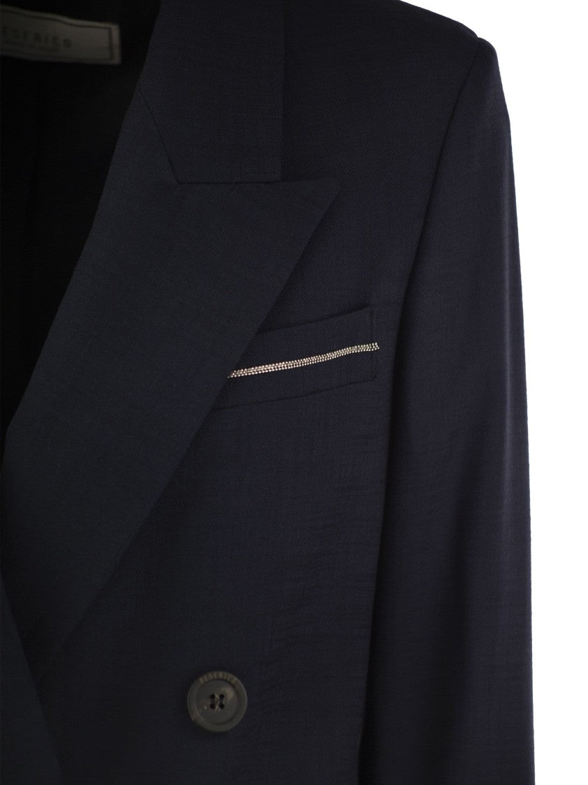 Peserico Viscose Blend Double-Breasted Blazer