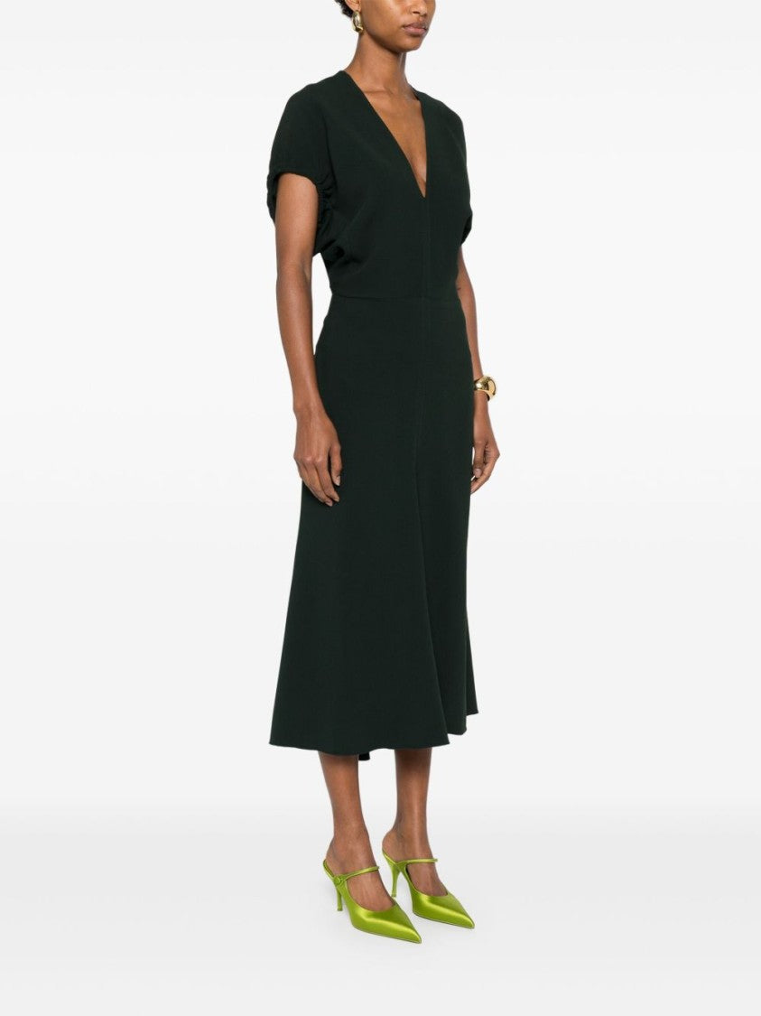 Victoria Beckham Midi Dress With Deep V-Neckline