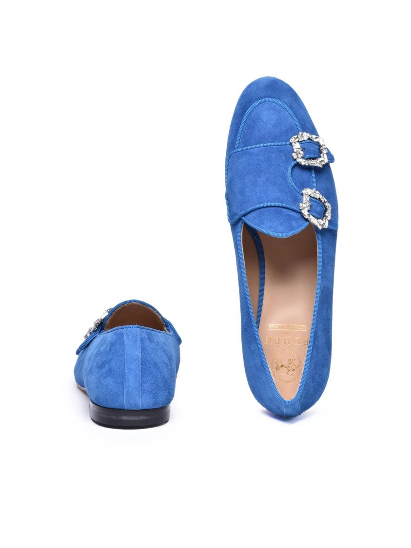 Edhen Blue Suede Leather Women's Loafers