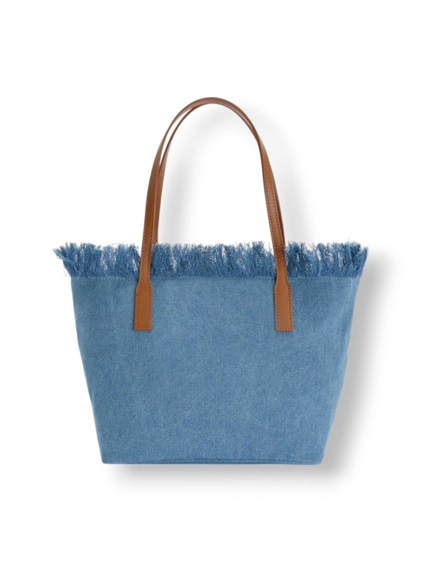 Mc2 Saint Barth Denim Blue Fringe Sangallo Bag