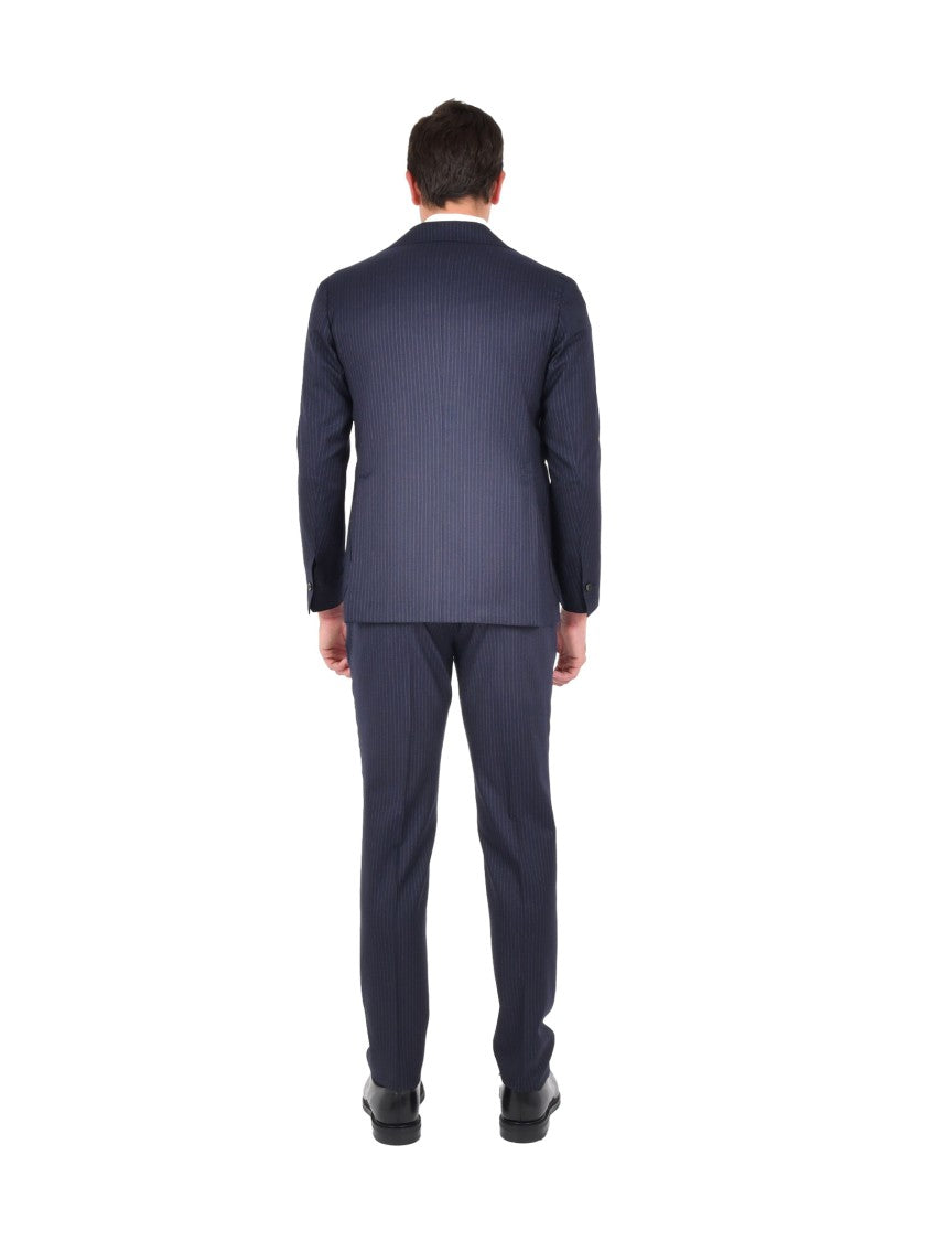 Franzese Collection Navy Blue Pinstriped Blazer With Tailored Fit