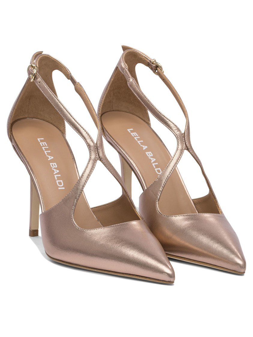Lella Baldi Pointed Toe Bronze Heeled Pumps