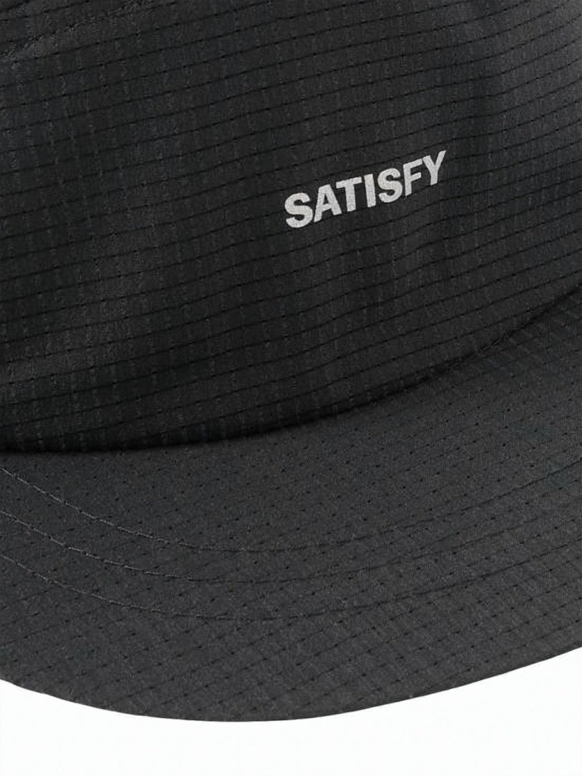 Satisfy Structured Black Polyester Cap With Subtle Grid Texture