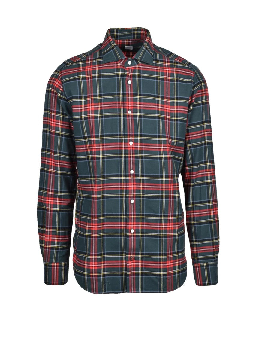 Carrel Green/Red Checkered Cotton Flannel Shirt