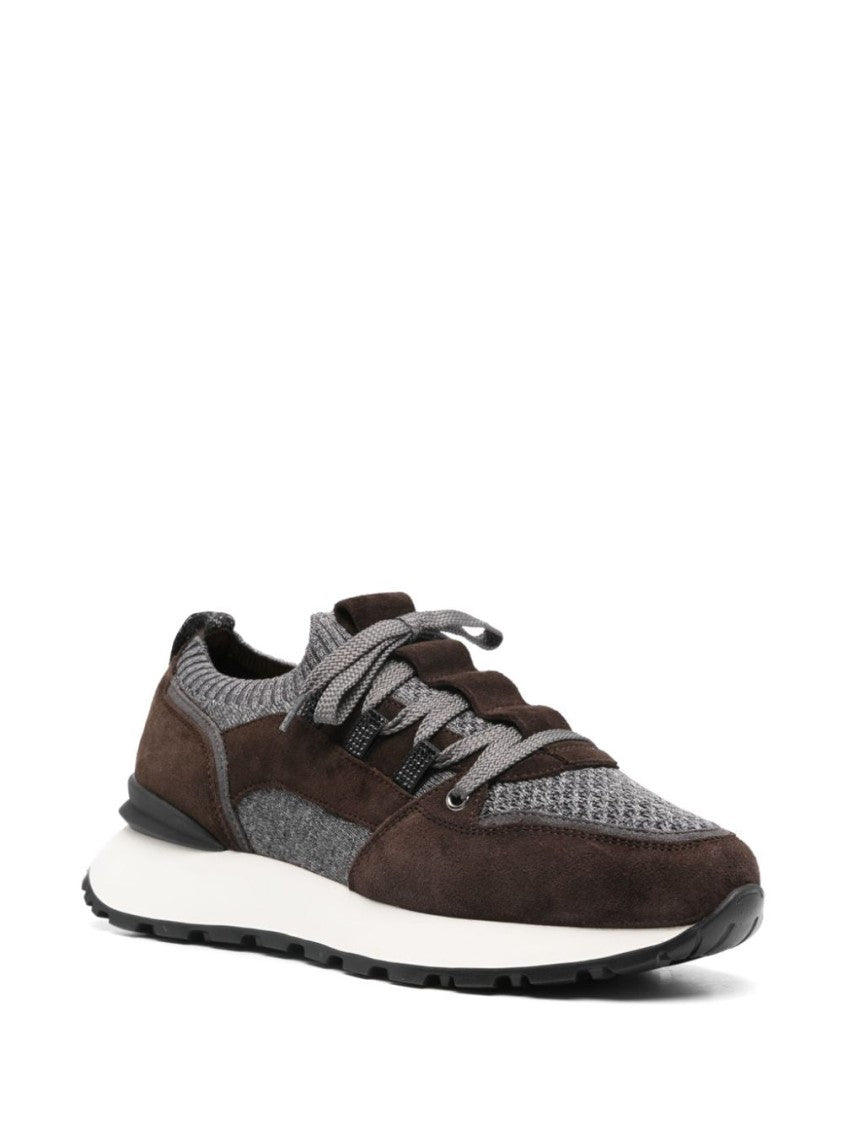 Doucal's Leather-Trim Sneakers