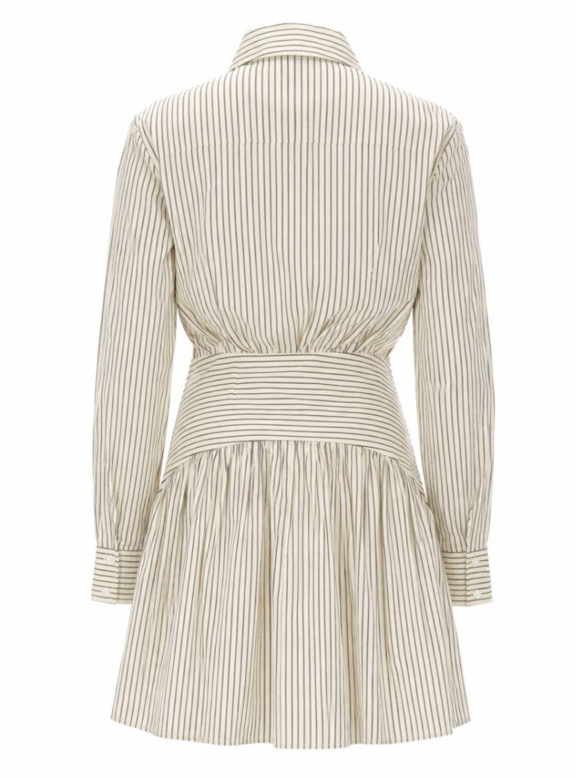 Staud Rocco Fitted Stripes Flared Mini Dress
