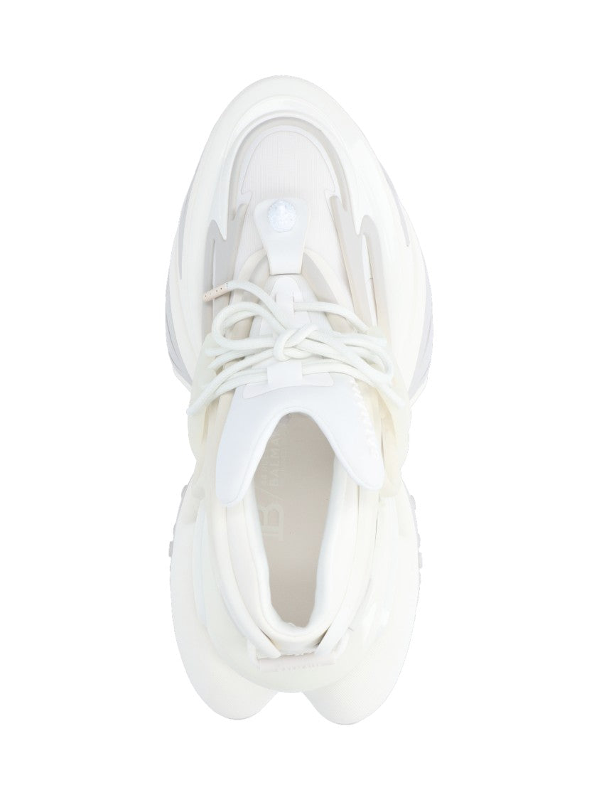 Balmain Sculptural White Sneakers With Integrated Lacing System