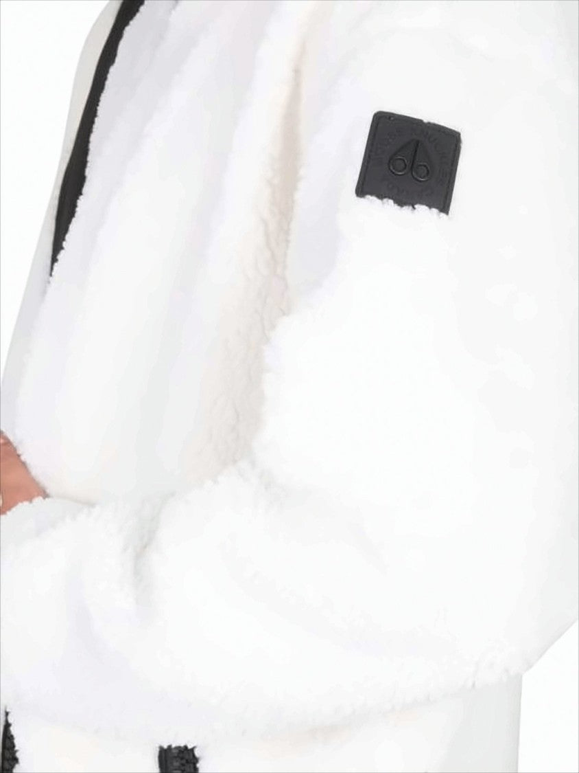 Moose Knuckles Textured White Jacket With High Collar