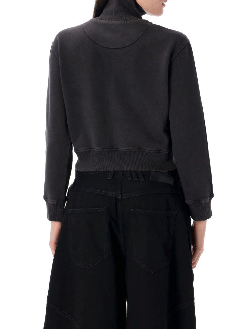 The Attico Zip-Up Cropped Sweatshirt