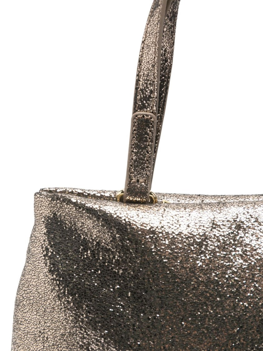 Love Moschino Textured Metallic Tote Bag With Bold Logo