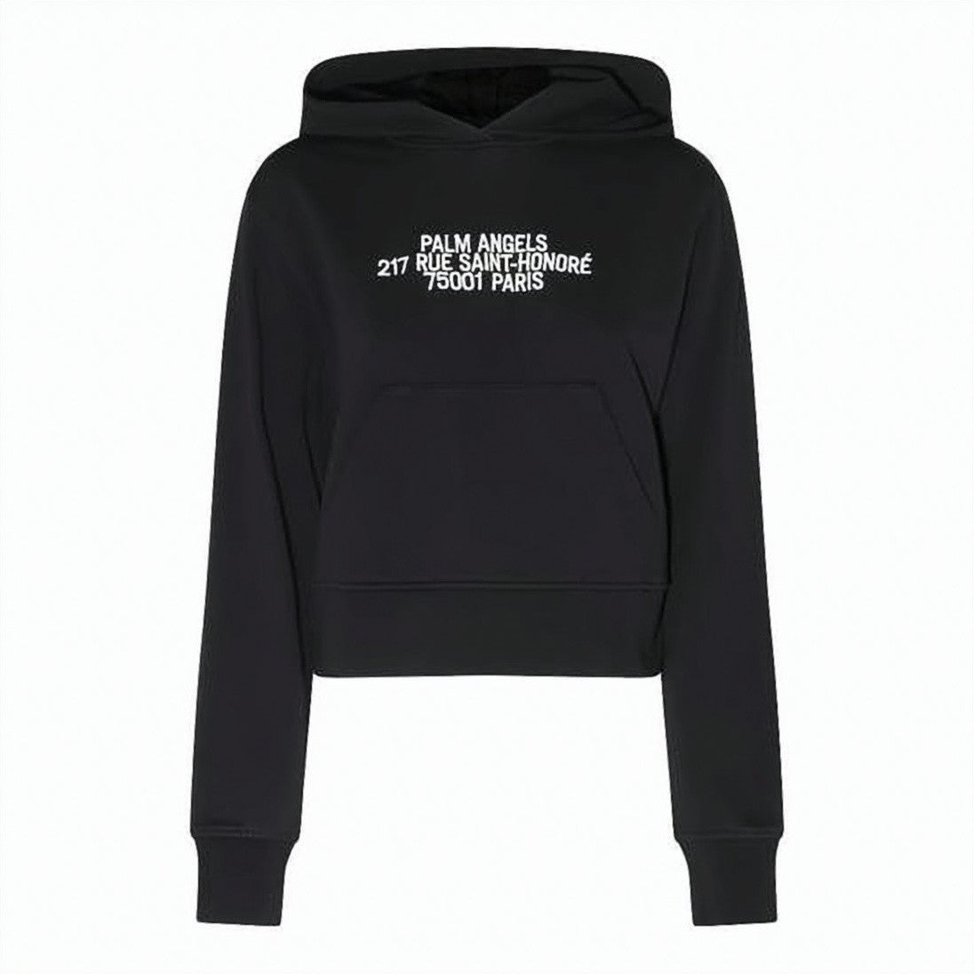 Palm Angels Cropped Black Hoodie With Classic Pullover Design
