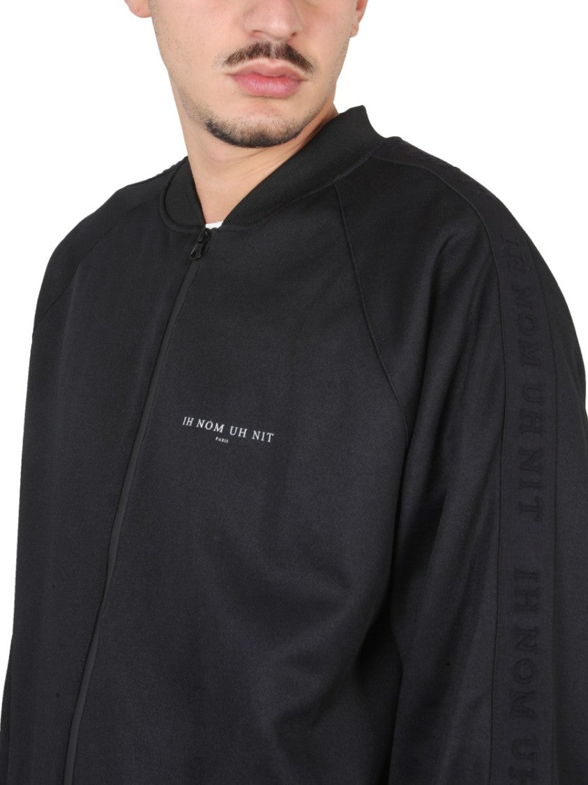 Ih Nom Uh Nit Ribbed Neck Zipper Closure Sports Jacket