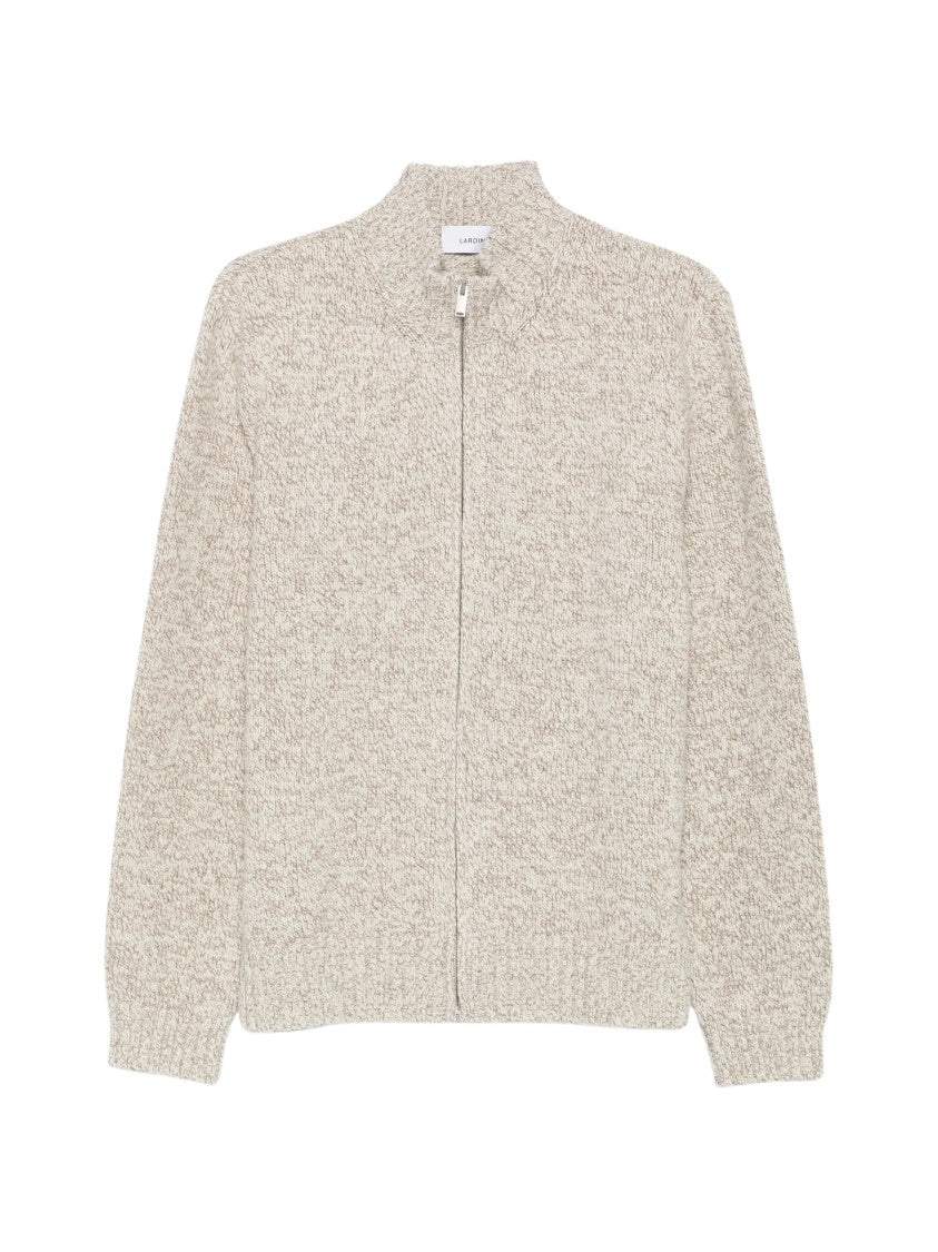 Lardini Marl-Knit High-Collar Zip-Through Knit