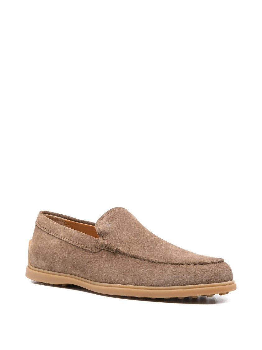 Tod's Taupe Calzature Suede Rounded Toe Loafers