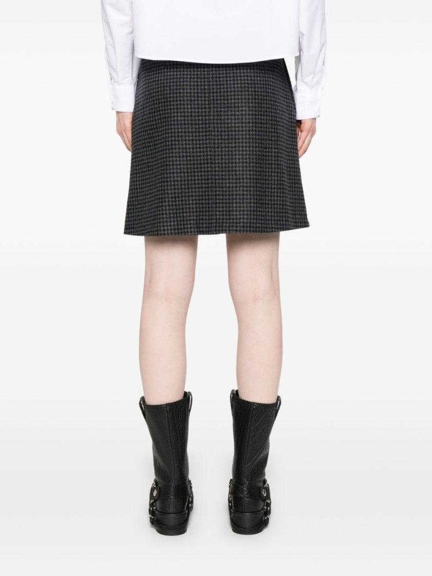 A.P.C. Classic Check Wool Skirt In Dark Anthracite Grey