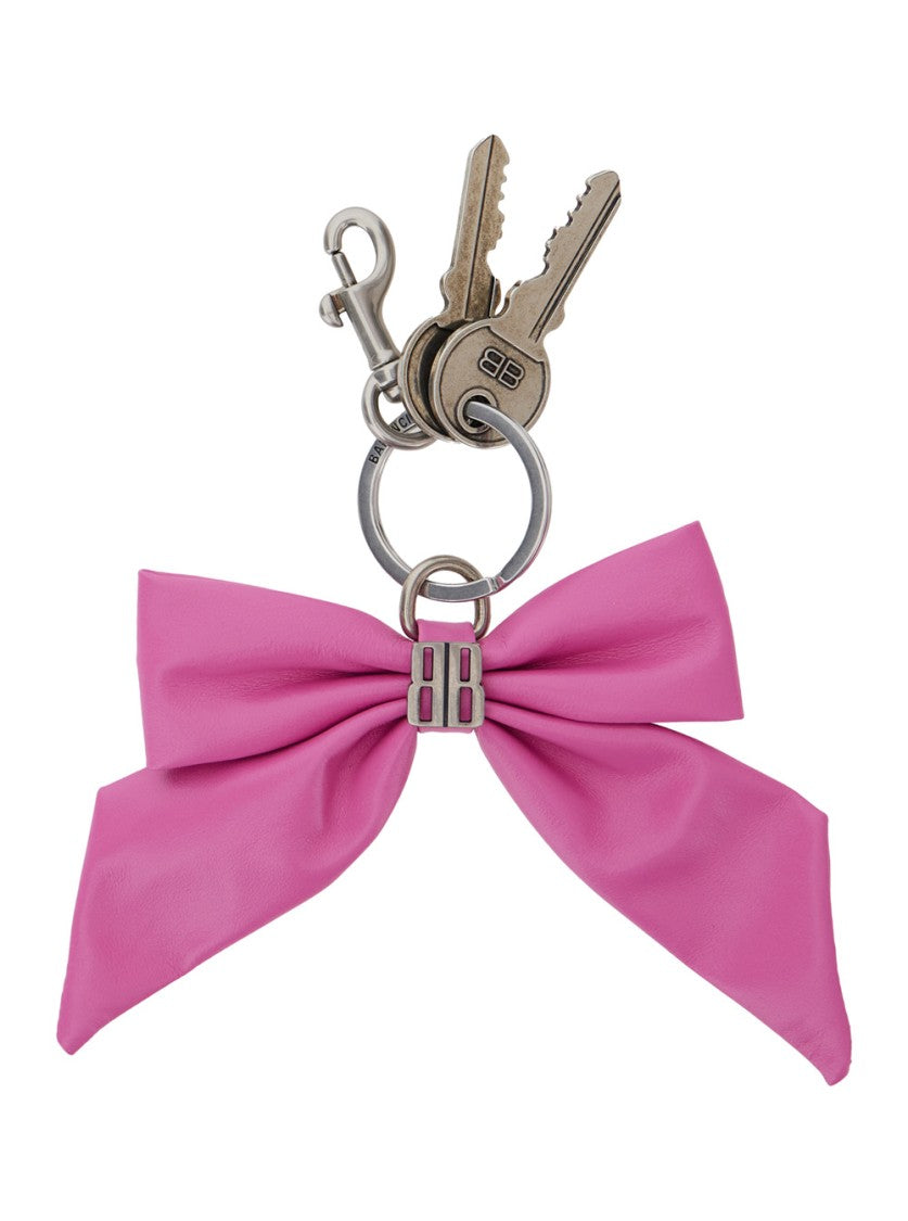 Balenciaga Whimsical Bow Keyring In Soft Pink Material