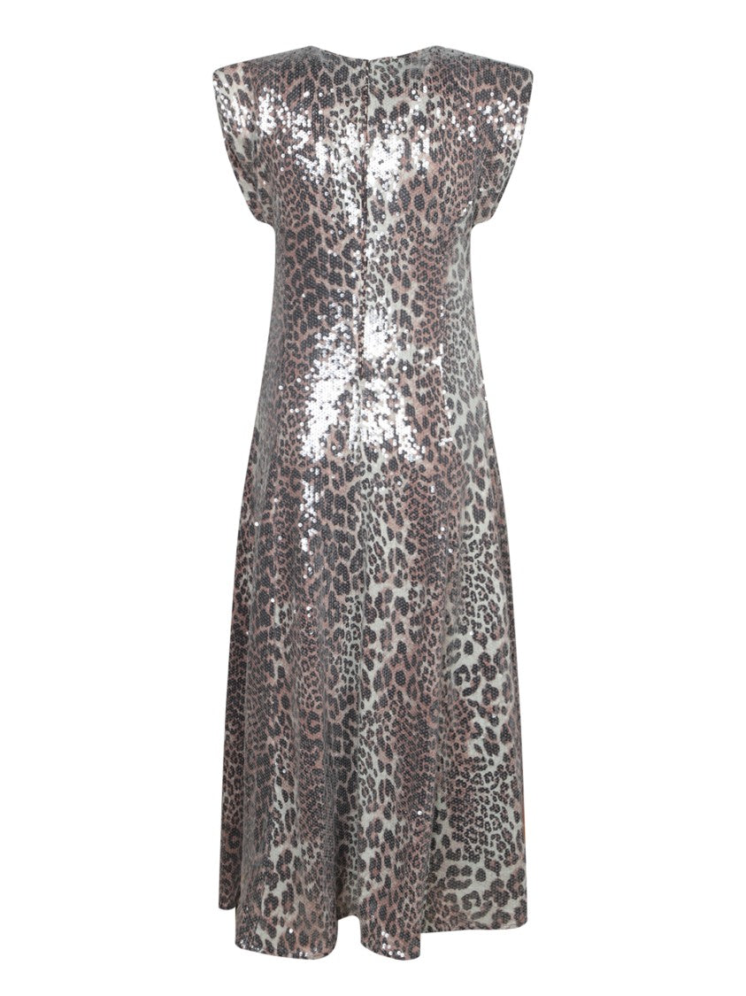 Ganni Leopard Sequin Long Dress