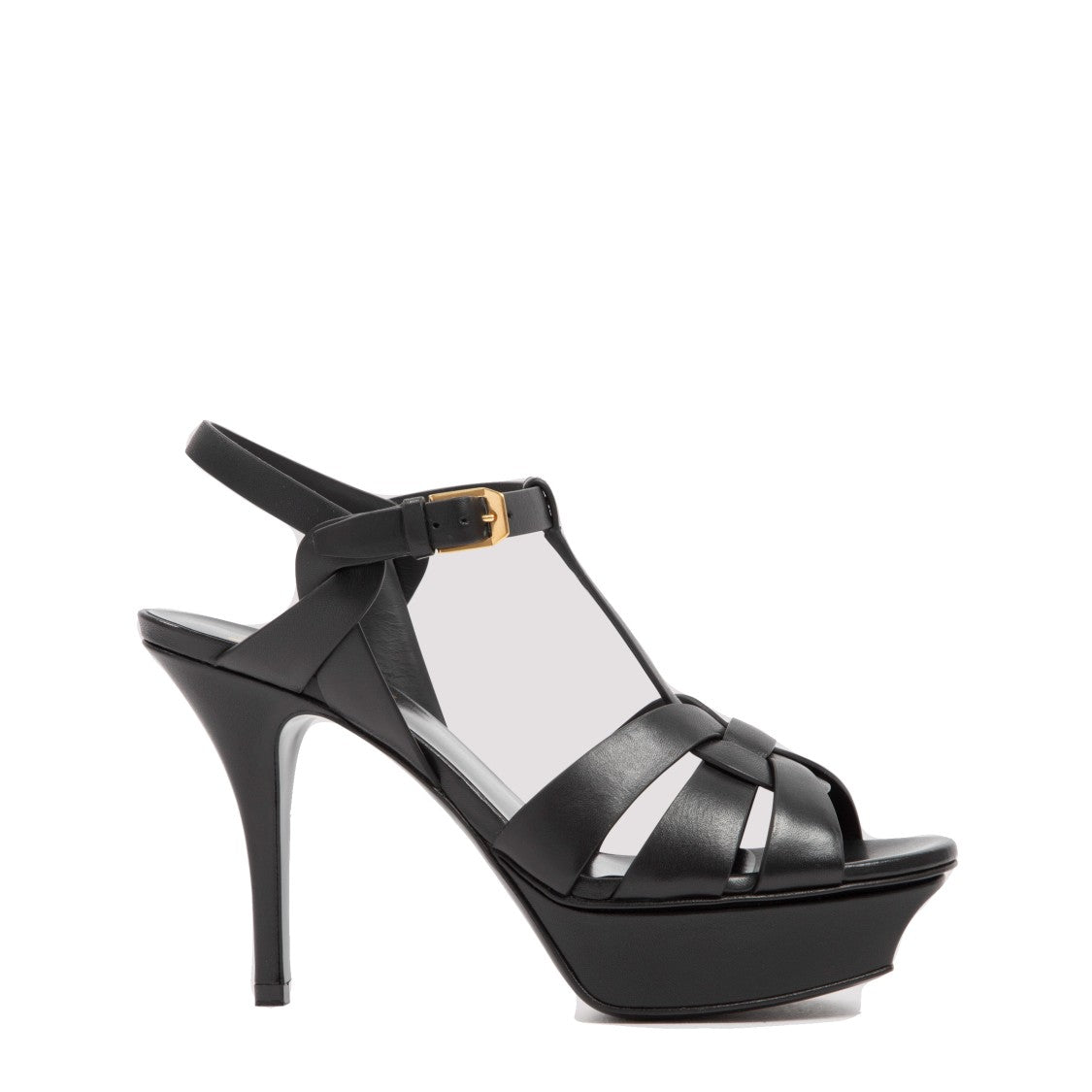 Saint Laurent Black Leather Tribute Sandals