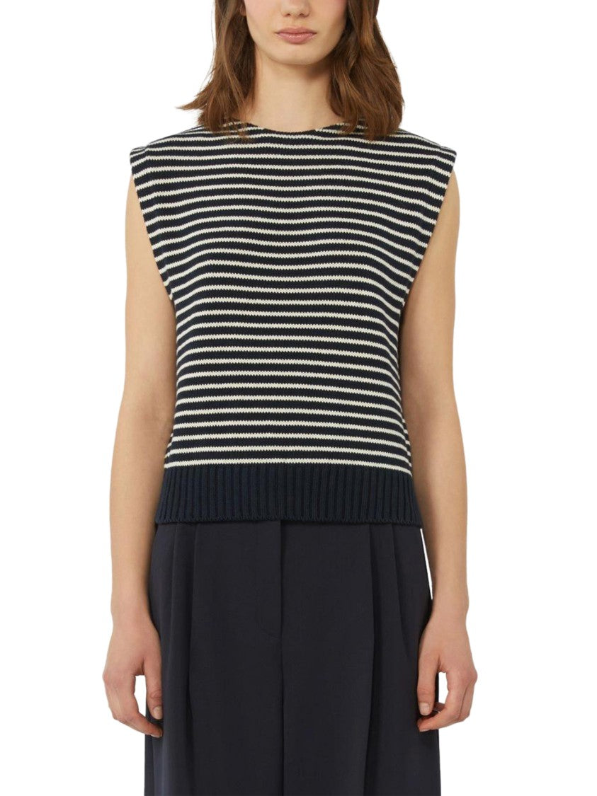 Max Mara Sleeveless Knitted Gilet With Striped Design